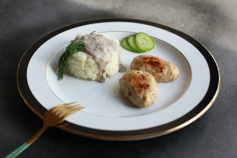 Chicken Cutlets with Mushroom Sauce & Mashed Potatoes